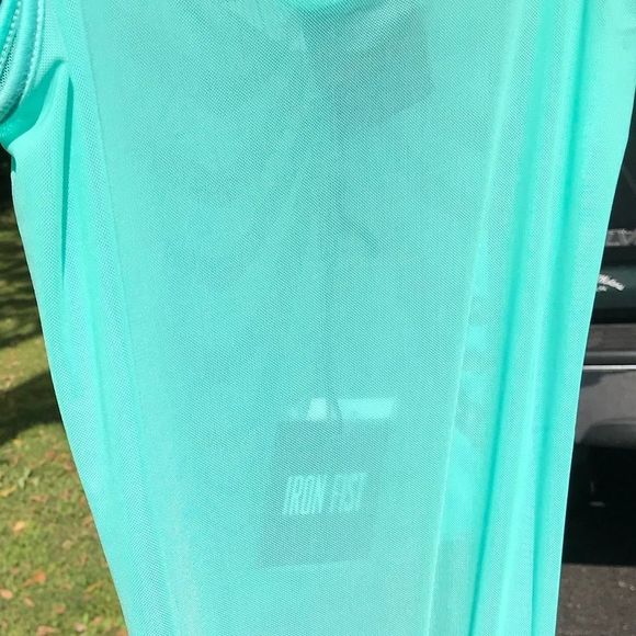 NWT $75 Iron Fist | Bone Deep | Sheer | Mermaid Mesh Maxi Dress in Aqua - Picture 11 of 15